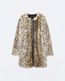 leopard print coat at Zara